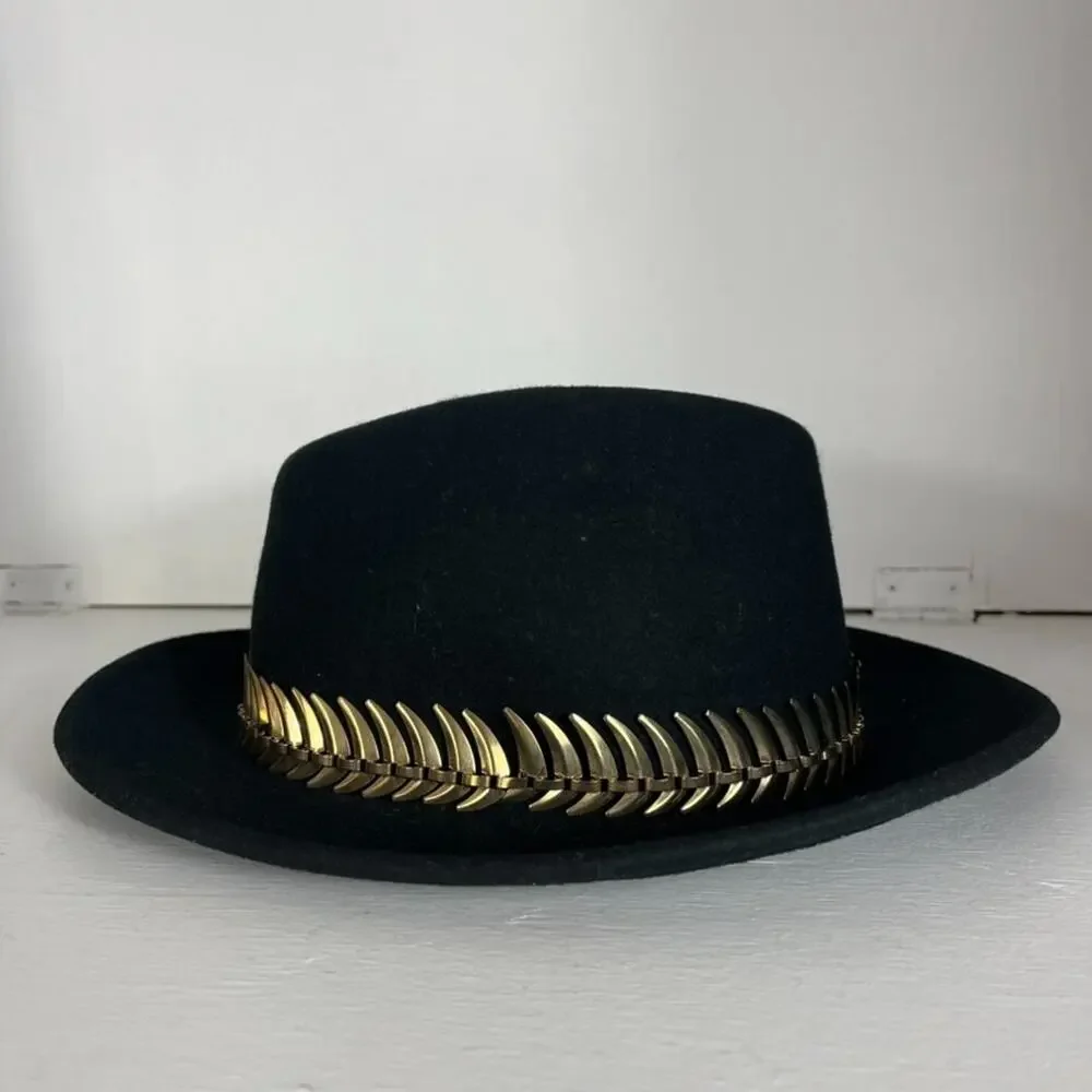 Amici Accessories Felted Wool Hat Womens Metallic Band One Size Black